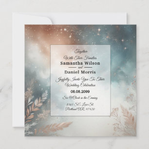 Invitación Boda de Cielo de Polvo de Estrellas de Salvia y Te