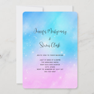 Invitación Boda de cielo degradado pastel rosa y azul