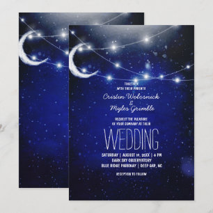 Invitación Boda de cielo nocturno   Luces de cadena