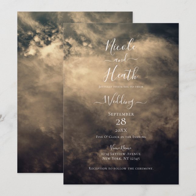 Invitación Boda de cielo oscuro y tormentoso (Anverso / Reverso)