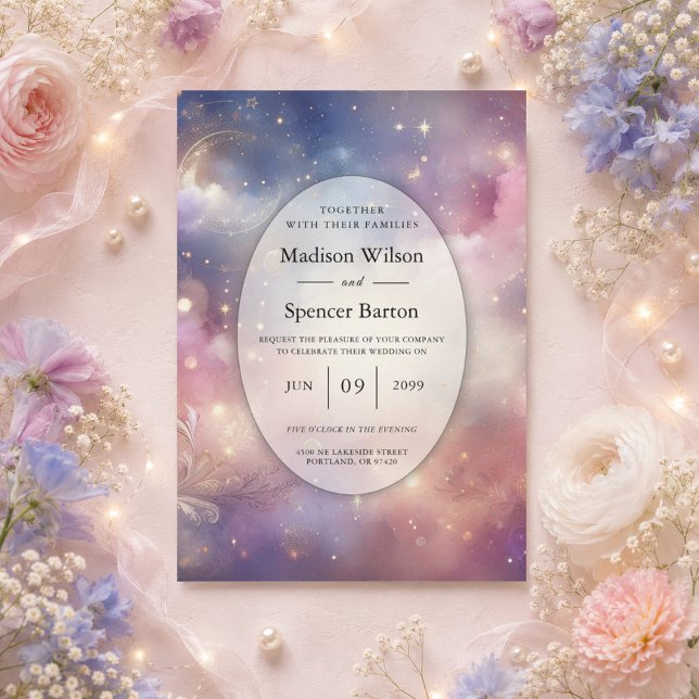 Invitación Boda de Cielos de Polvo de Estrellas Celestiales B (Subido por el creador)