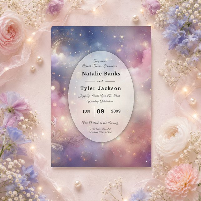 Invitación Boda de Cielos de Polvo de Estrellas Celestiales B (Subido por el creador)