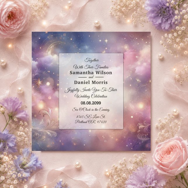Invitación Boda de Cielos de Polvo de Estrellas Celestiales B (Subido por el creador)