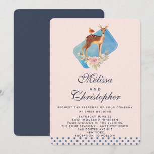 Invitación Boda de ciervo de acuarela marrón lindo