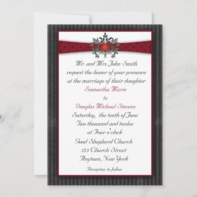 Invitación Boda de cimarrones negros del corazón (Anverso)