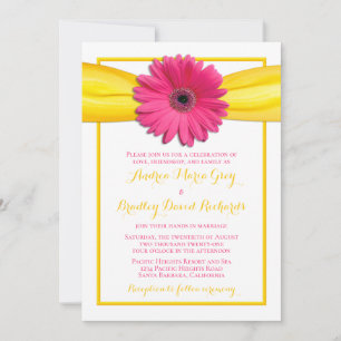 Invitación Boda de cinta amarilla rosa Gerbera Daisy Flower