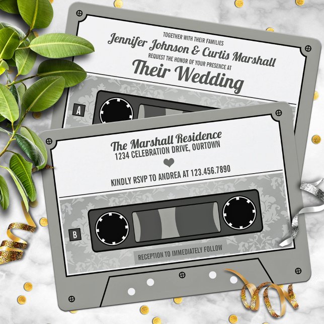 Invitación Boda de cinta de casete retro (Subido por el creador)