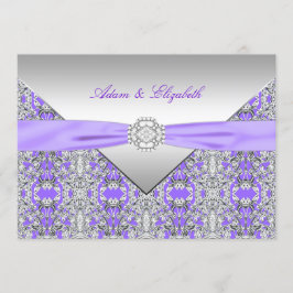 Invitación Boda de cinta de diamante de encaje púrpura de lav