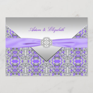 Invitación Boda de cinta de diamante de encaje púrpura de lav