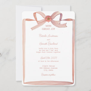 Invitación Boda de cinta de papel rosa Coquette