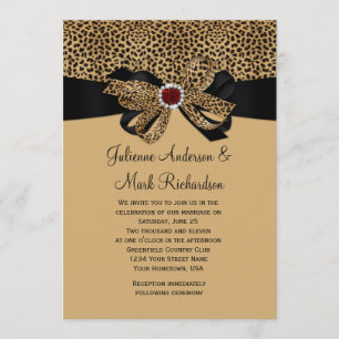 Invitación Boda de cinta Leopardo Print FAUX Ruby Diamonds