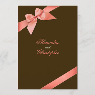Invitación Boda de cinta roja coral