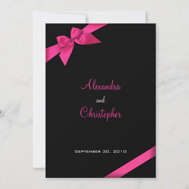 Invitación Boda de cinta rosa (Anverso)