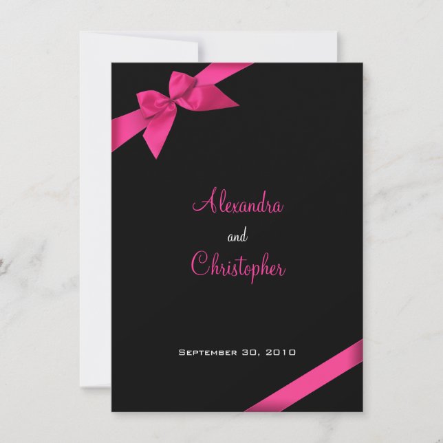 Invitación Boda de cinta rosa (Anverso)