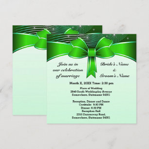 Invitación Boda de cinta verde festiva de 5,25" x 5,25" Invit