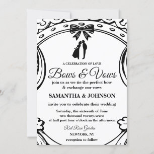 Invitación Boda de cintas de arcos Vintage de color negro y b