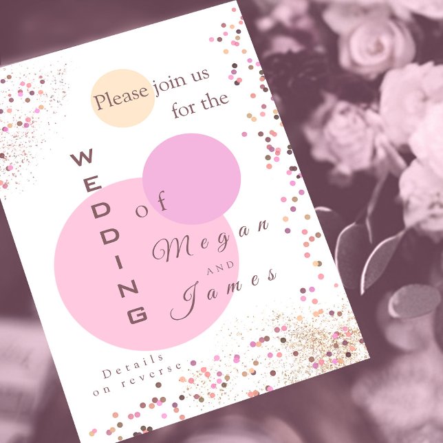 Invitación Boda de círculos de confetti rosado (Subido por el creador)