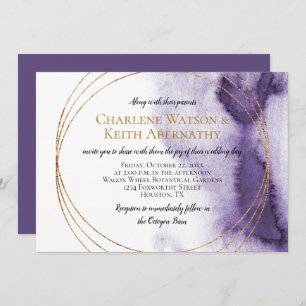 Invitación Boda de Círculos de Oro Púrpura Ultra Violeta Mode