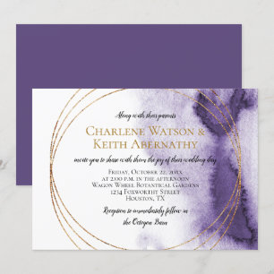 Invitación Boda de Círculos de Oro Púrpura Ultra Violeta Mode