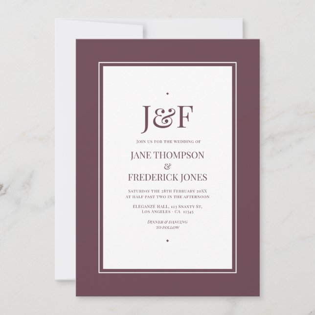 Invitación Boda de ciruela de medianoche (Anverso)