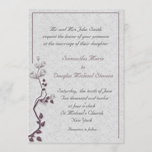 Invitación Boda de ciruela floral