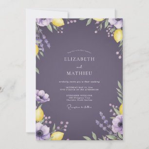 Invitación Boda de ciruela limón lavanda eucalipto