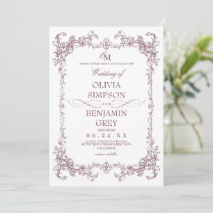 Invitación Boda de ciruela Toile De Joy