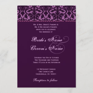 Invitación Boda de ciruela y berenjena morada Damasco