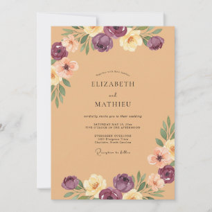 Invitación Boda de ciruelo tan ranúnculo eucalipto