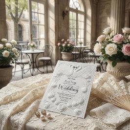 Invitación Boda de cisne con relieve falso Art Nouveau