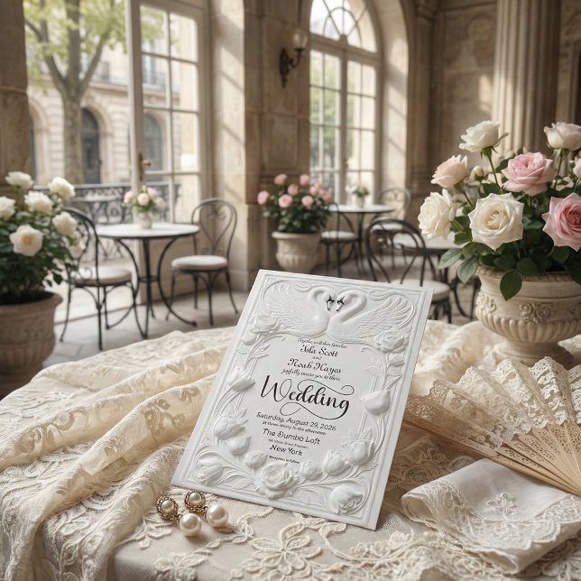 Invitación Boda de cisne con relieve falso Art Nouveau (Subido por el creador)