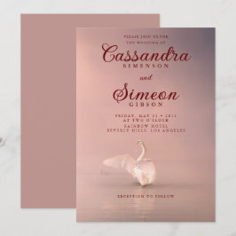 Invitación Boda de Cisne Rosado Romántico