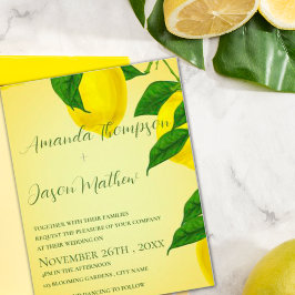 Invitación Boda de cítricos amarillo brillante de Bonito limó