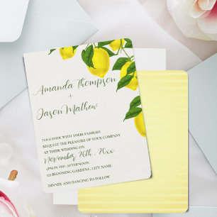 Invitación Boda de cítricos amarillo brillante de Bonito limó
