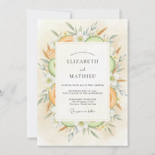 Invitación Boda de Cítricos Amarillo Pálido y Eucalipto Suave
