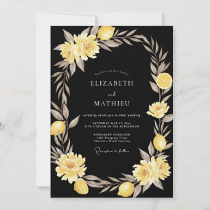 Invitación Boda de Citricos Amarillos Negros y Salvia