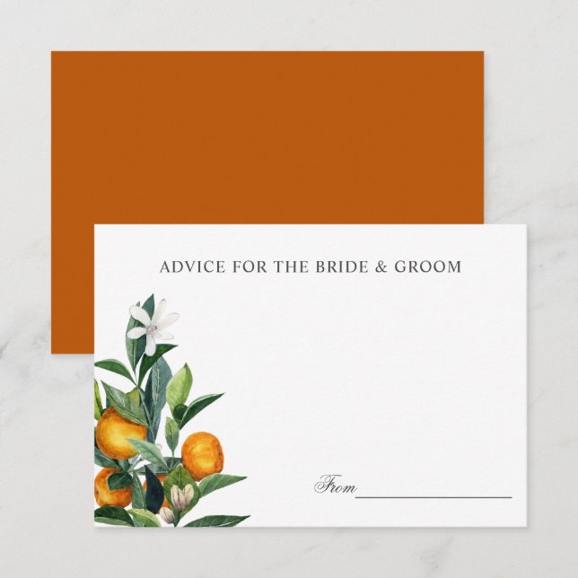 Invitación Boda de Citrus de Tangerina Vibrante o receta (Anverso / Reverso)