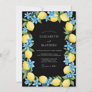 Invitación Boda de Citrus Eucalipto Amarillo Negro