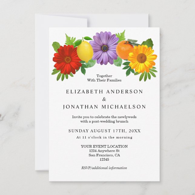 Invitación Boda de Citrus Floral Garden Post (Anverso)