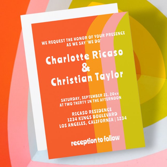 Invitación Boda de Citrus Retro Negrita (Bold Retro Citrus Wedding Invitation from Ricaso. Fun invites for a fun couple)