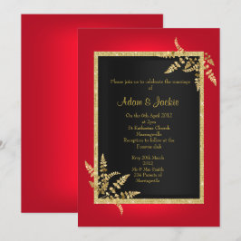 Invitación BODA DE CLASES ELEGANTES DE LA Lámina ROJA DE ORO