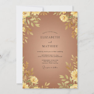 Invitación Boda de cobre ámbar frondoso