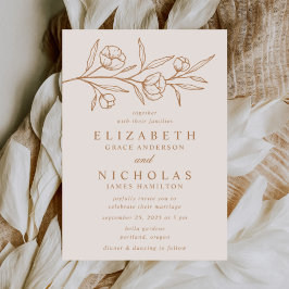 Invitación Boda de cobre y almendras florales esbozadas