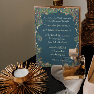 Invitación Boda de cobre y paisley verde