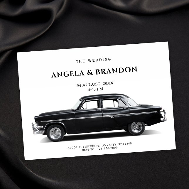 Invitación Boda de coche clásico negro (Subido por el creador)