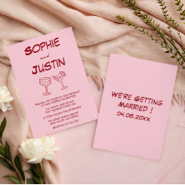 Invitación Boda de cóctel minimalista rosa moderna