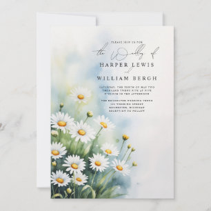 Invitación boda de código de acuarela daisies meadow qr