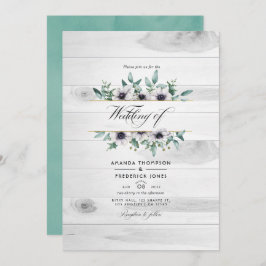 Invitación Boda de código de eucalipto de país ruso Anemone Q