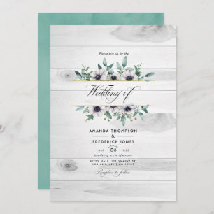 Invitación Boda de código de eucalipto de país ruso Anemone Q