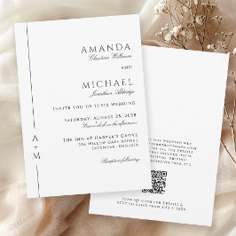 Invitación Boda de código de Monograma Clásico Sencillo y Ele